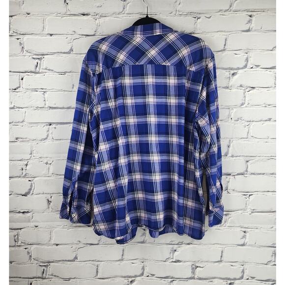 Talbots Button Up Shirt Womens 3X Plaid 100% Cotton cabincore cozycore gorpcore - Picture 2 of 10
